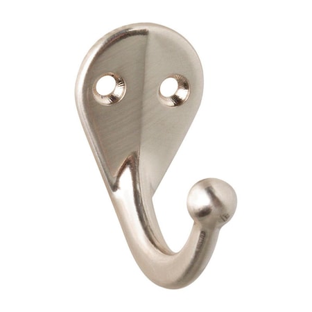 Homecare Products Zinc Die Cast Single Clothes Hook - Satin Nickel, 2PK HO3308553